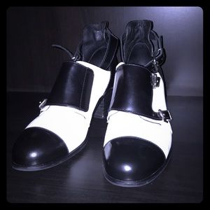 Black and White Belt Shoes.🖤☠️